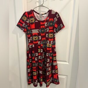 Lularoe size medium Amelia dress multi color perfect for fall Indian print